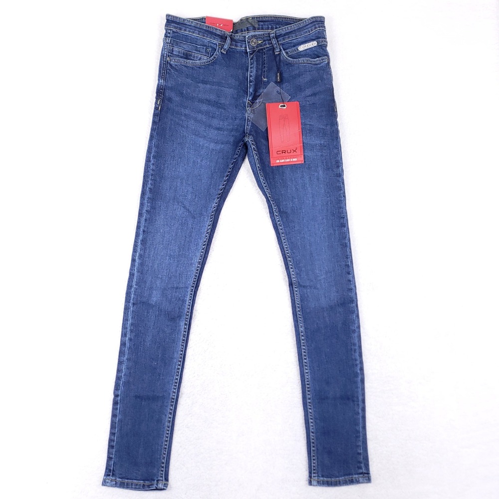 Crux Skinny Fit Jeans Mens 30 Dark Wash Stretch Denim Streetwear‎ Indie